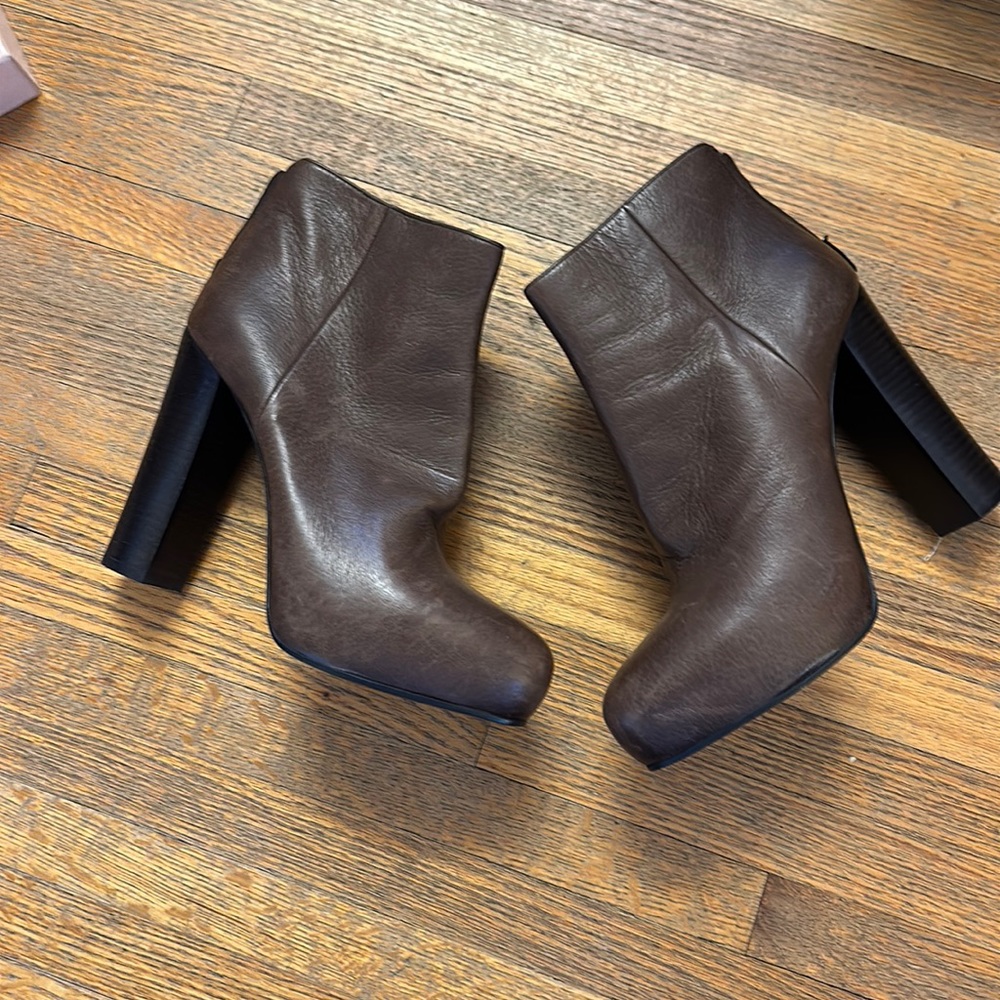 Prada leather platform booties